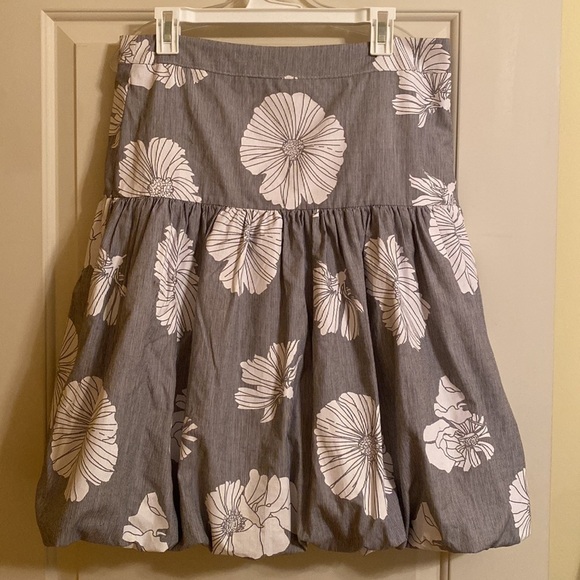 Joh Poplin Gray white Floral Print Bubble Skirt size 4 - Picture 7 of 9